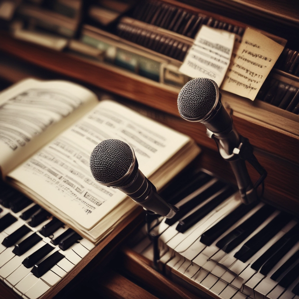 A warm, inviting room with musicians gathered around, sharing songs and stories in a cozy setting.